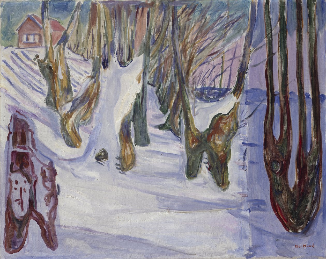 Talvimaisema talon kanssa (öljy kankaalle) tekijältä Edvard Munch