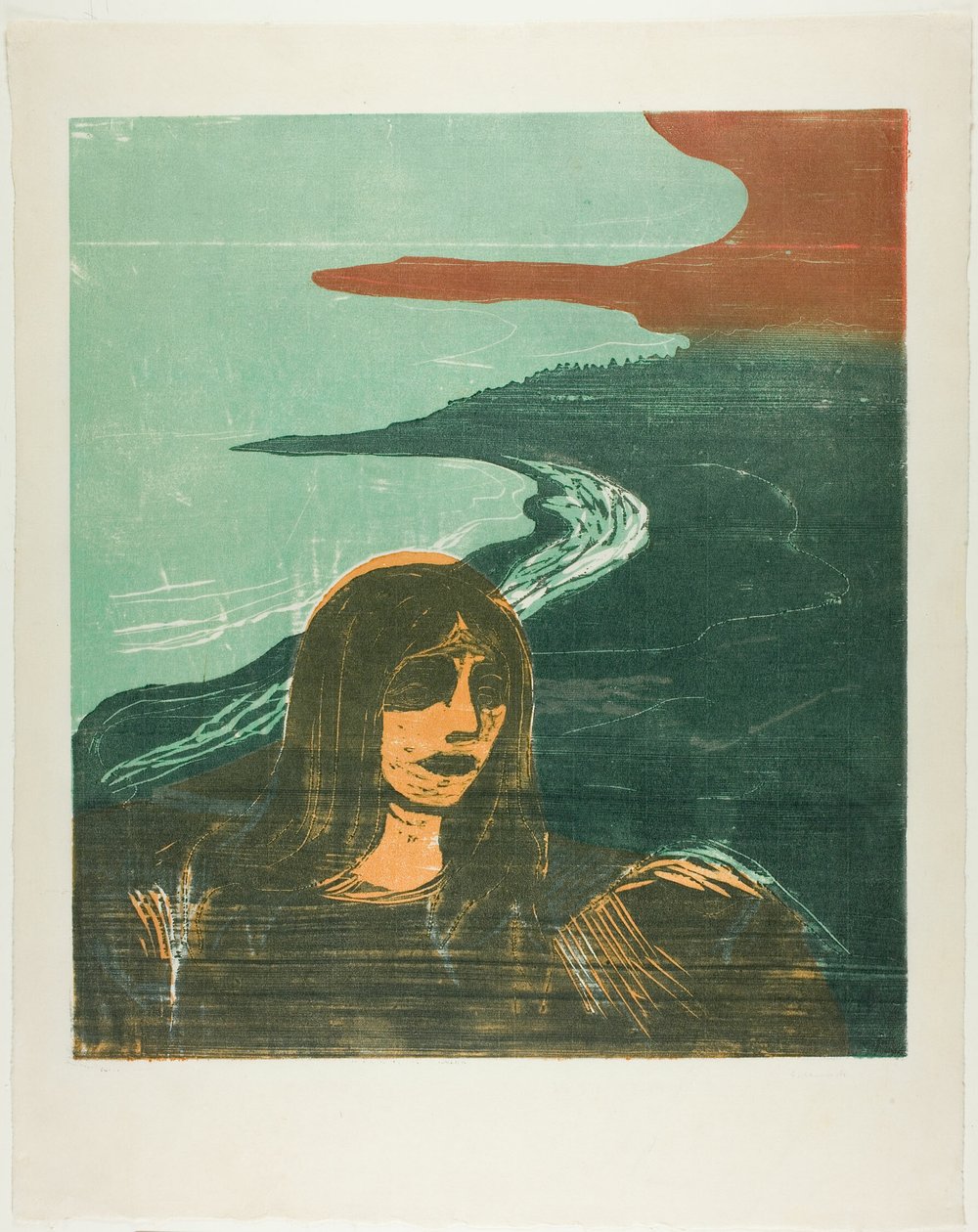 Naisen pää rantaa vasten tekijältä Edvard Munch