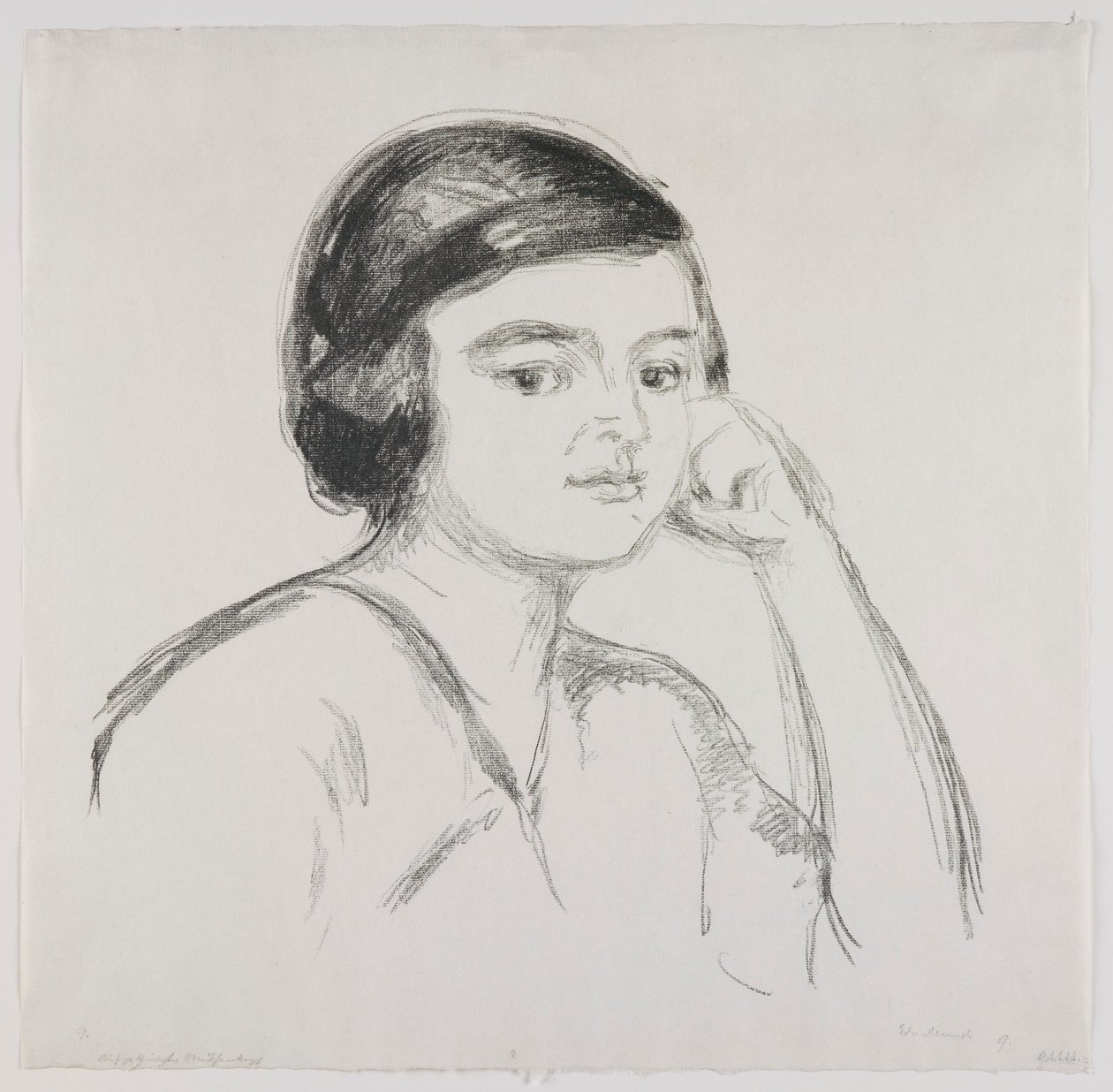 Nuori nainen, joka pitää kättään poskellaan tekijältä Edvard Munch