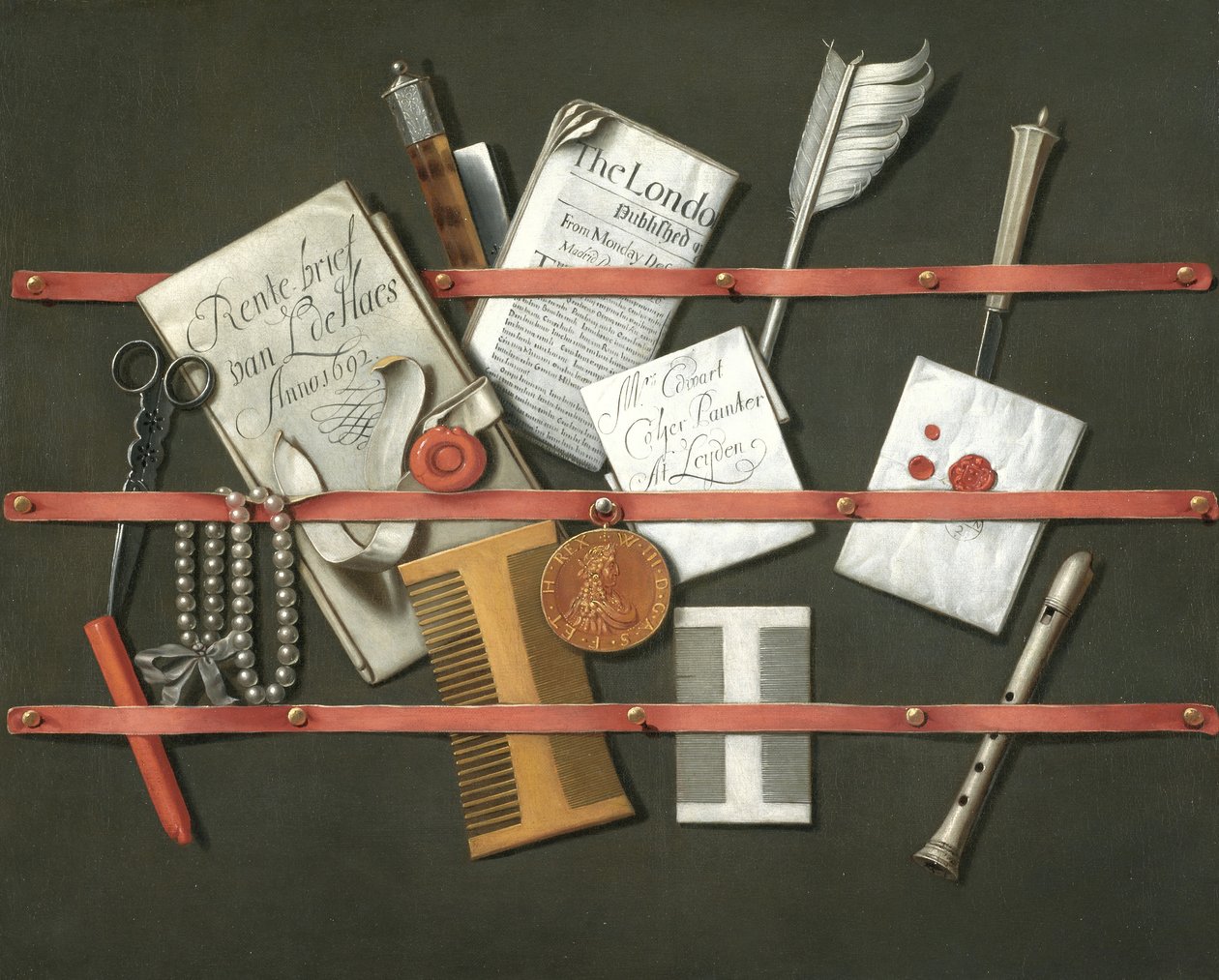 Asetelma, kirjehylly, 1692 tekijältä Edwaert Colyer or Collier