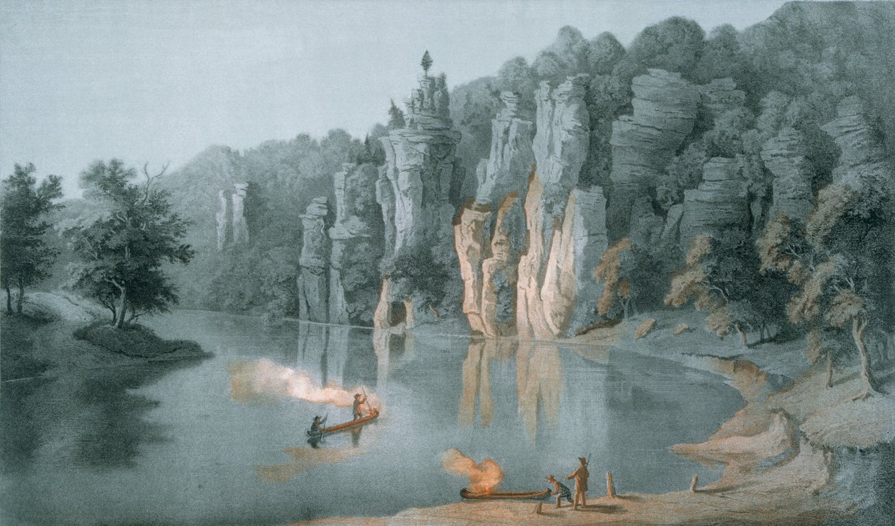 Bullard Rock New Riverin varrella, lähellä White Sulphur Springsiä, Gilesin piirikunta, 1858. tekijältä Edward Beyer