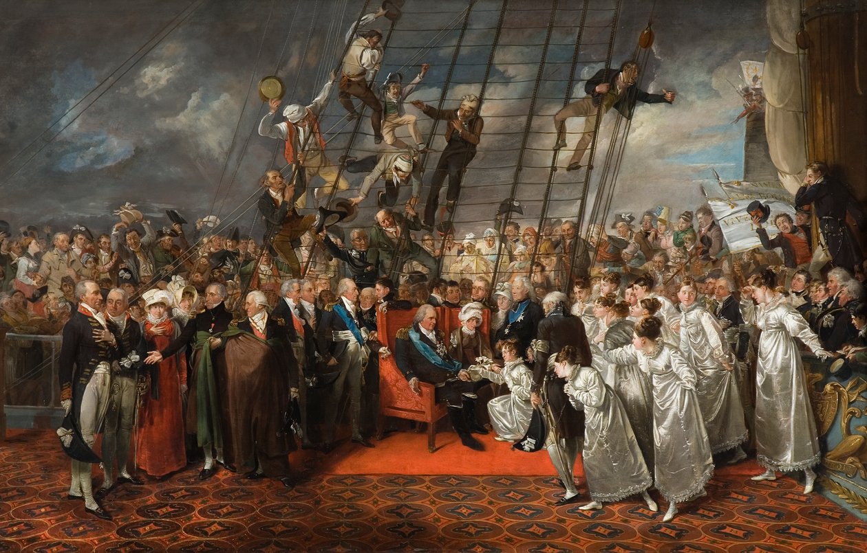 Ludvig XVIII:n saapuminen Calaisiin, 1792-1819 tekijältä Edward Bird