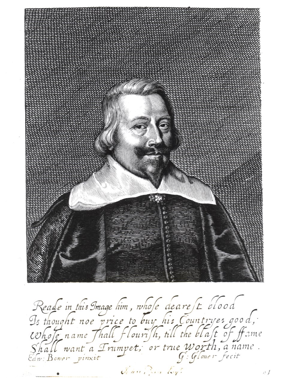 George Gloverin (1618-53) kaivertama John Pymin (n. 1584-1643) muotokuva tekijältä Edward Bower