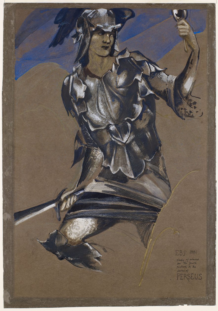 Perseus -sarja - Perseuksen tutkimus haarniskassa Medusan löytämiseksi tekijältä Edward Burne Jones