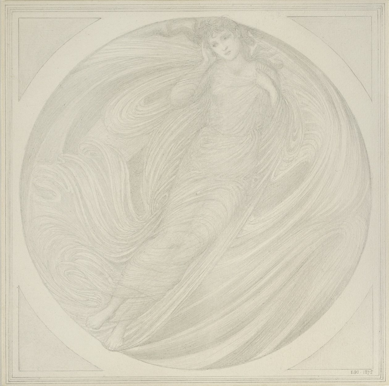 Eurydike leijuu liekkien keskellä, 1872-75 (grafiitti paperille) tekijältä Edward Burne Jones