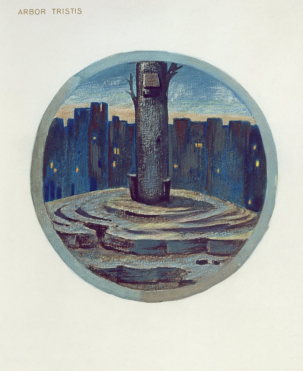 Kukkakirjakuvitus: XXVIII. Arbor Tristis, 1905 (litho guassipaperilla) tekijältä Edward Burne Jones