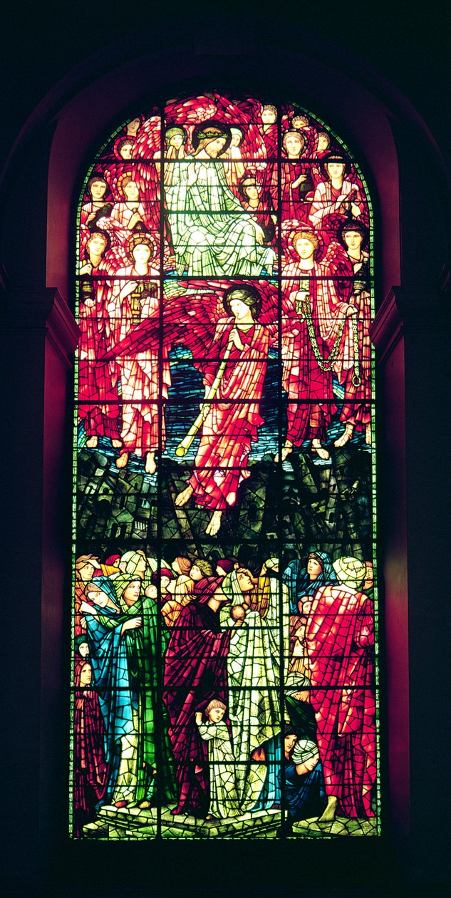 Viimeinen tuomio, länsi-ikkuna (lasimaalauksia) tekijältä Edward Burne Jones