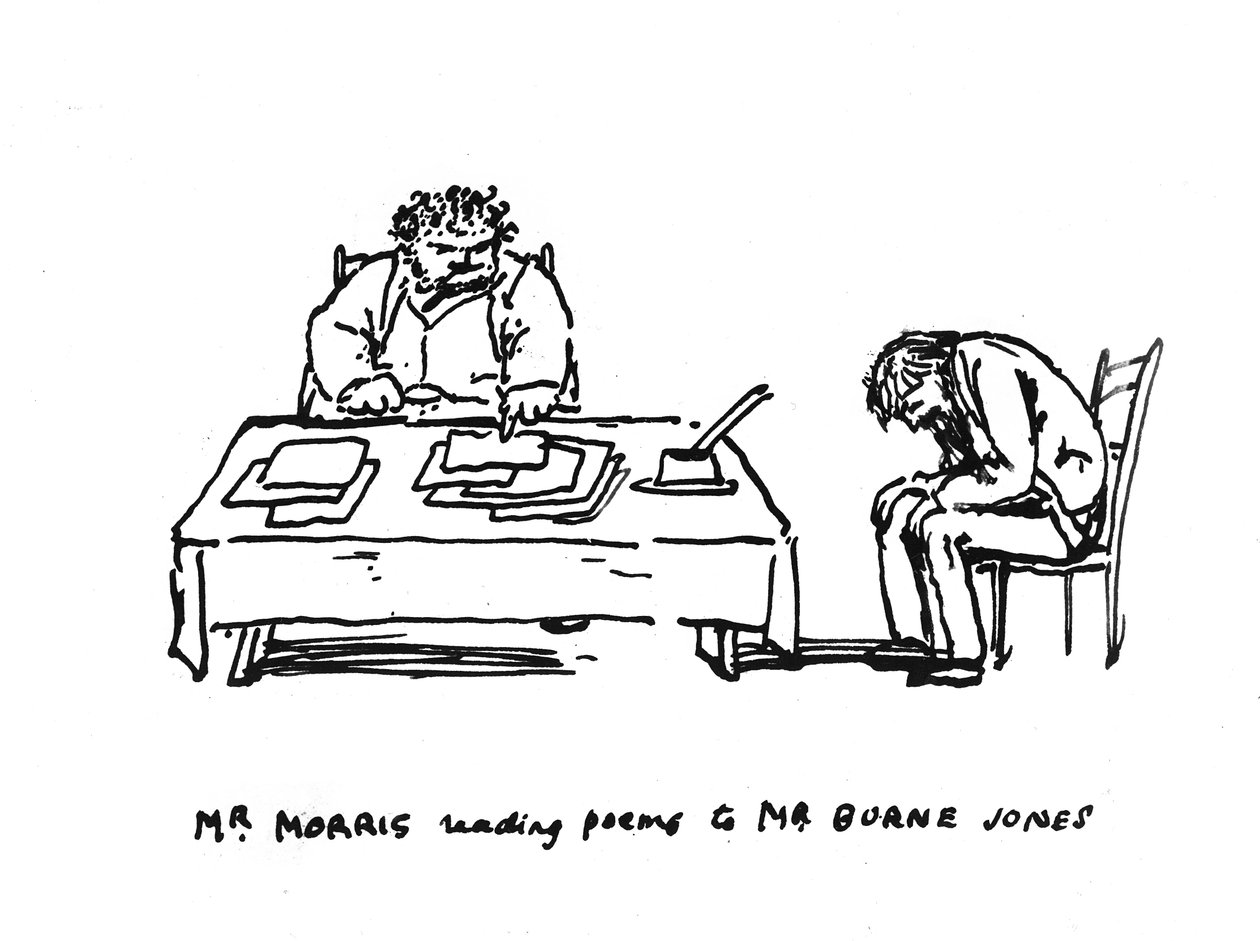 Mr. Morris lukee runoja Mr. Burne Jonesille tekijältä Edward Burne Jones
