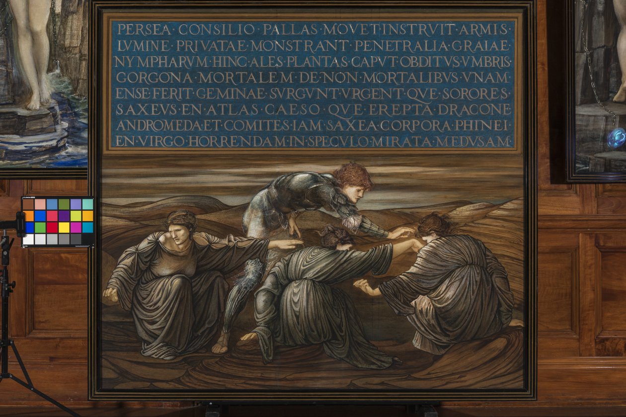 Perseus ja Graiae, 1877 (sekoitettu media paperille) tekijältä Edward Burne Jones