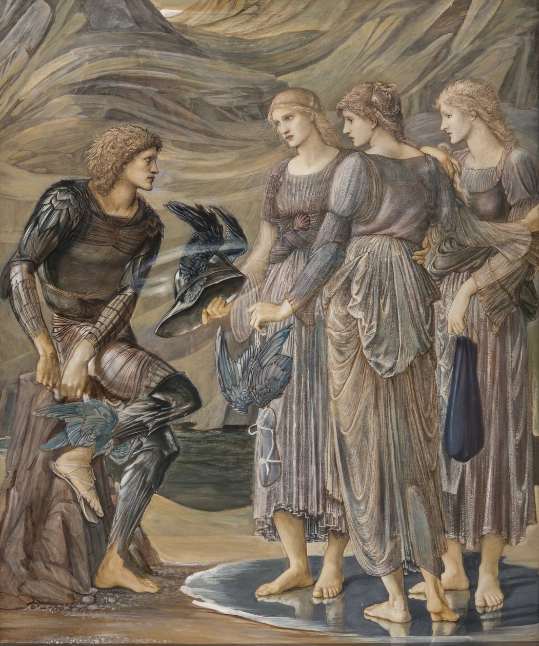 Perseus ja merinymfit, n. 1876 (guassi) tekijältä Edward Burne Jones
