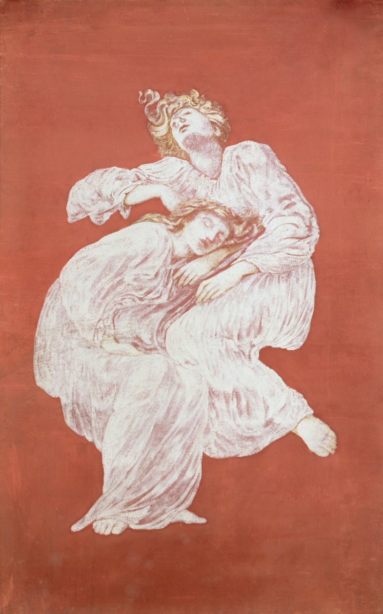 Sleeping Maidens (vartalonväri paperilla) tekijältä Edward Burne Jones
