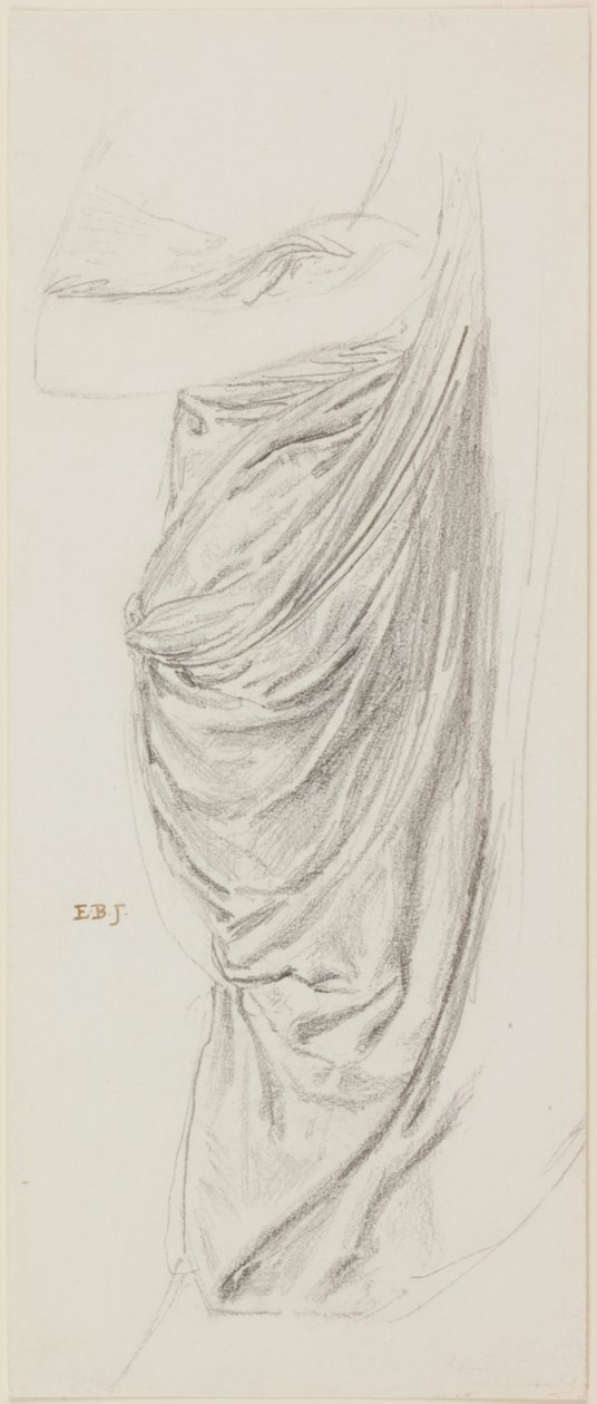 Theusille ja Ariadnen verhoilututkimus (muste ja kynä paperille) tekijältä Edward Burne Jones