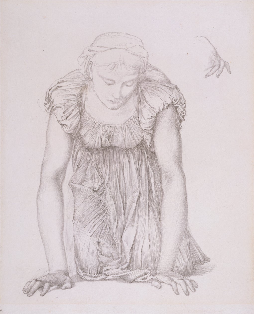 Tutkimus polvistuvasta tytöstä "Venuksen peiliin", n. 1873 (katso 15161) tekijältä Edward Burne Jones
