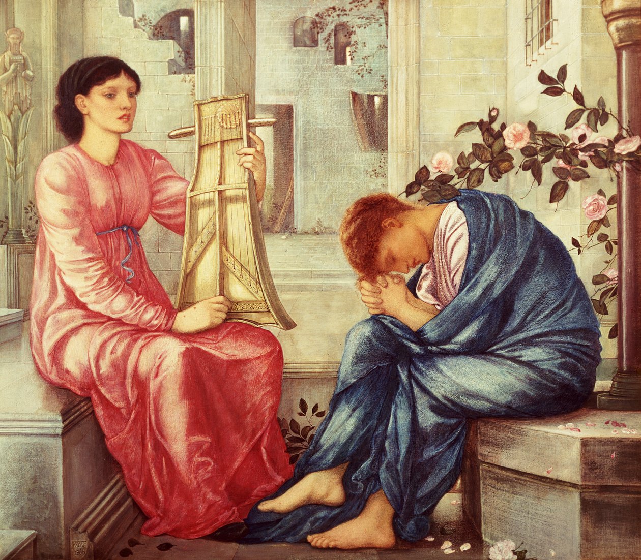 The Lament, 1866 (guassi) tekijältä Edward Burne Jones