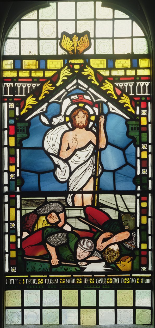 Ylösnousemus, 1861 (lasimaalauksia) tekijältä Edward Burne Jones
