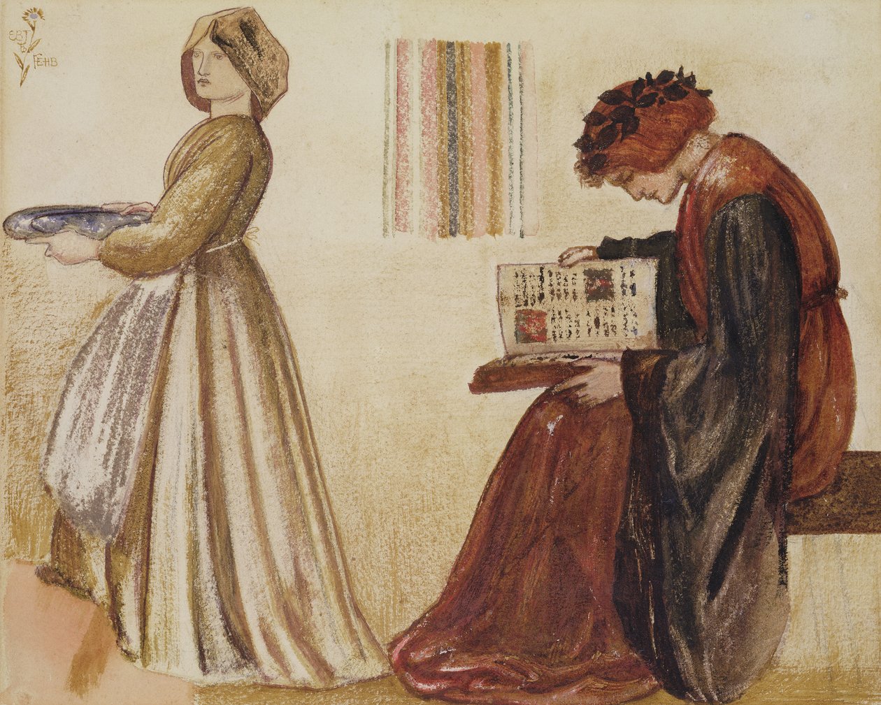 Sir Degrevauntin häät (pastelli paperille) tekijältä Edward Burne Jones