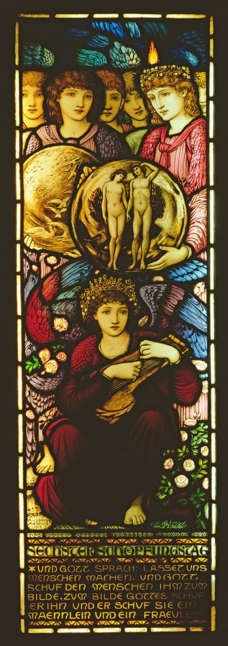 Kuudennen luomisen päivän ikkuna, 1913 (lasimaalaus) tekijältä Edward Burne Jones