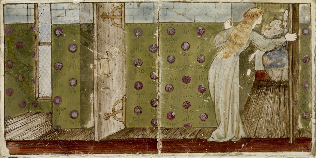 Kuudentoista laatan sarja, jotka on järjestetty pareittain muodostamaan kahdeksan kuvitusta Briar Rose -sadusta, 1862-1865 (keramiikka). tekijältä Edward Burne Jones
