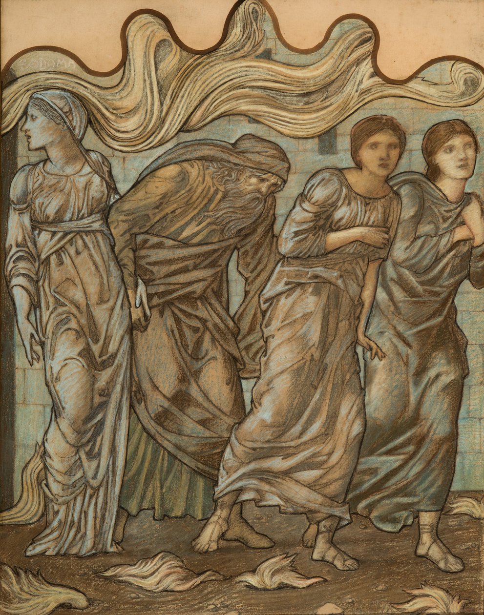 Loot ja hänen tyttärensä, 1874 (wc, liitu ja guassi paperilla) tekijältä Edward Burne Jones
