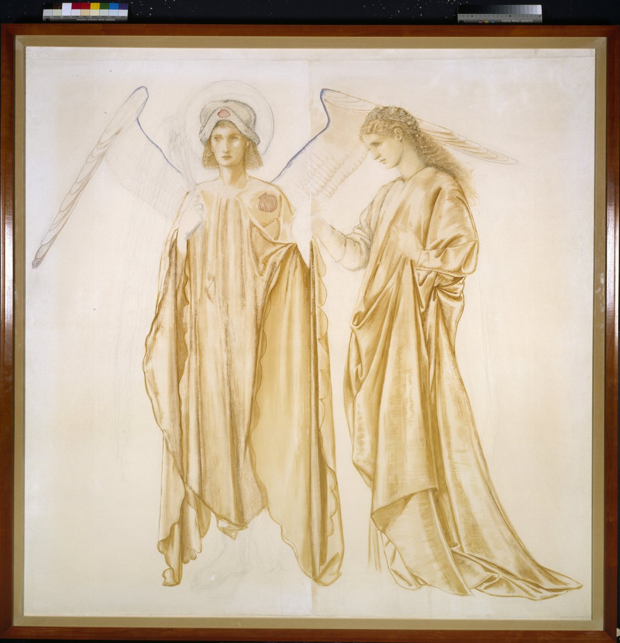Rakkaus tuo Alcestis takaisin haudasta, 1863 (akvarelli, vartaloväri, mustat ja värilliset liidut paperilla) tekijältä Edward Burne Jones