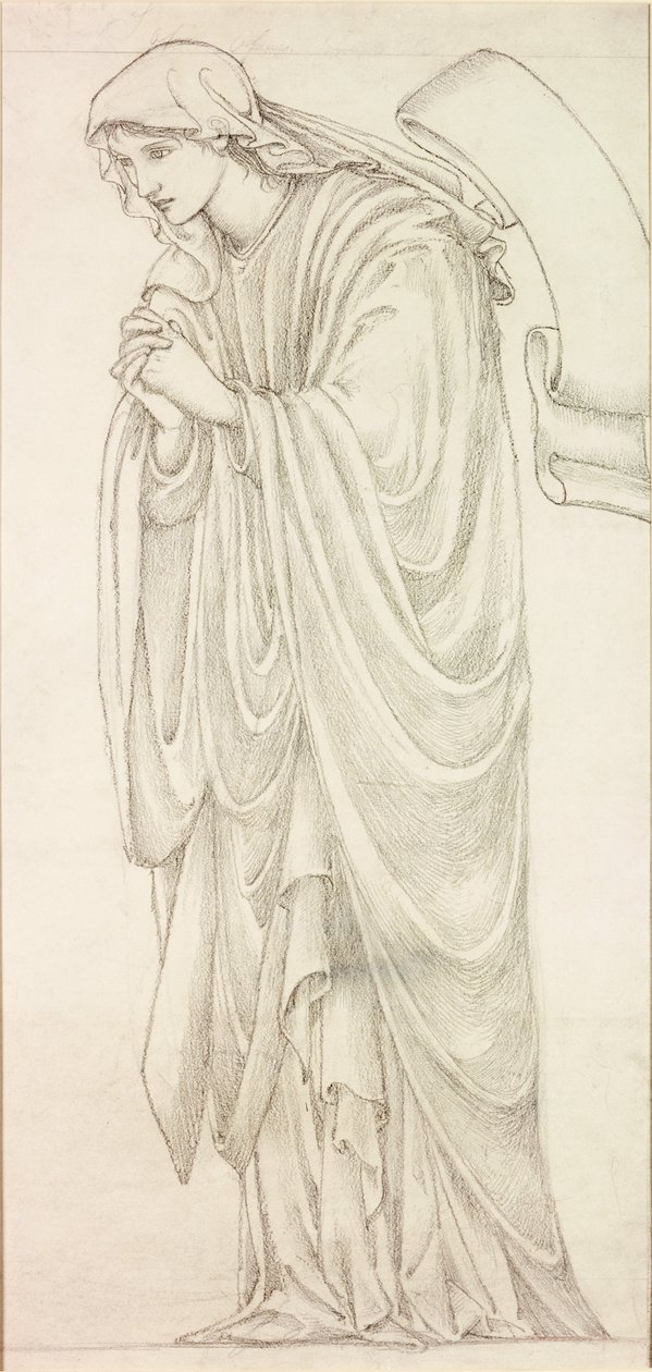 Maria, Lasaruksen sisar - Suunnittelu St. Ethelredan kirkon ikkunaan, Guilsborough, Northamptonshire tekijältä Edward Burne Jones