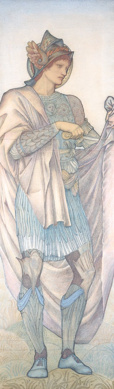 St. Martin leikkaamassa viittaansa (värillisiä liituja paperilla) tekijältä Edward Burne Jones