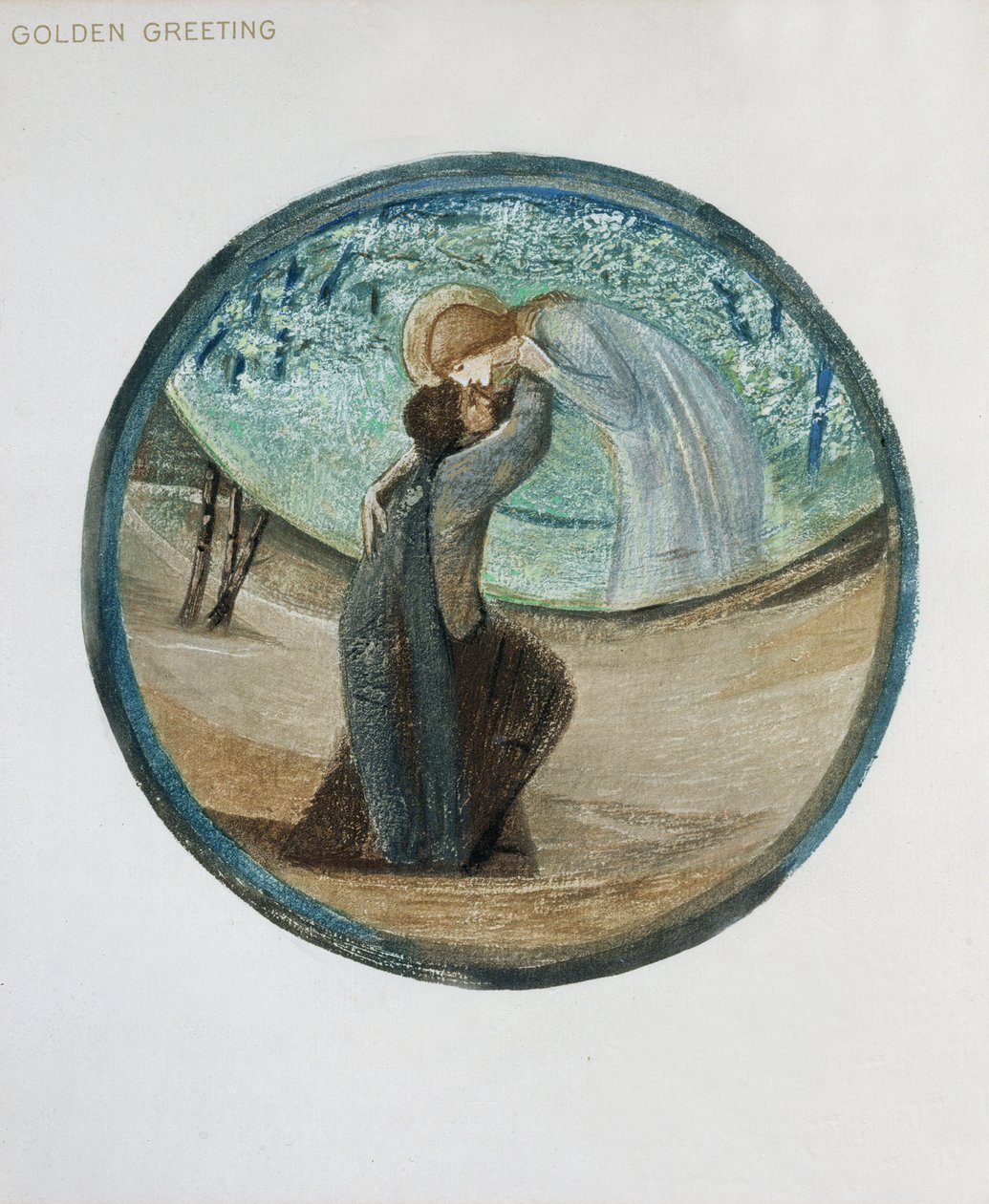Kukkakirja: XVII. Kultainen tervehdys, 1905 (litho guassipaperilla) tekijältä Edward Burne Jones