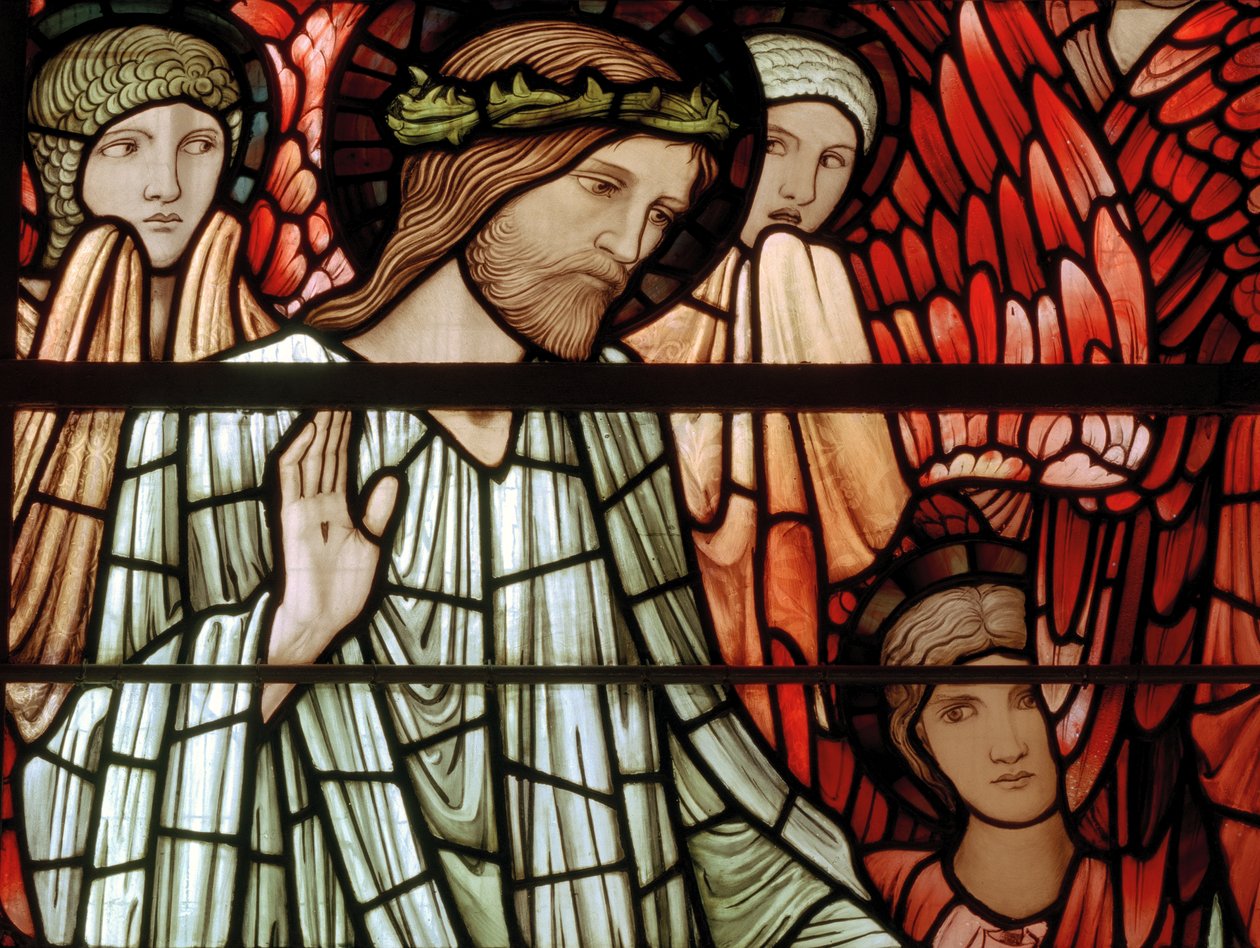 The Last Judgment Window, yksityiskohta, Christ In Majesty, 1897 tekijältä Edward Burne Jones