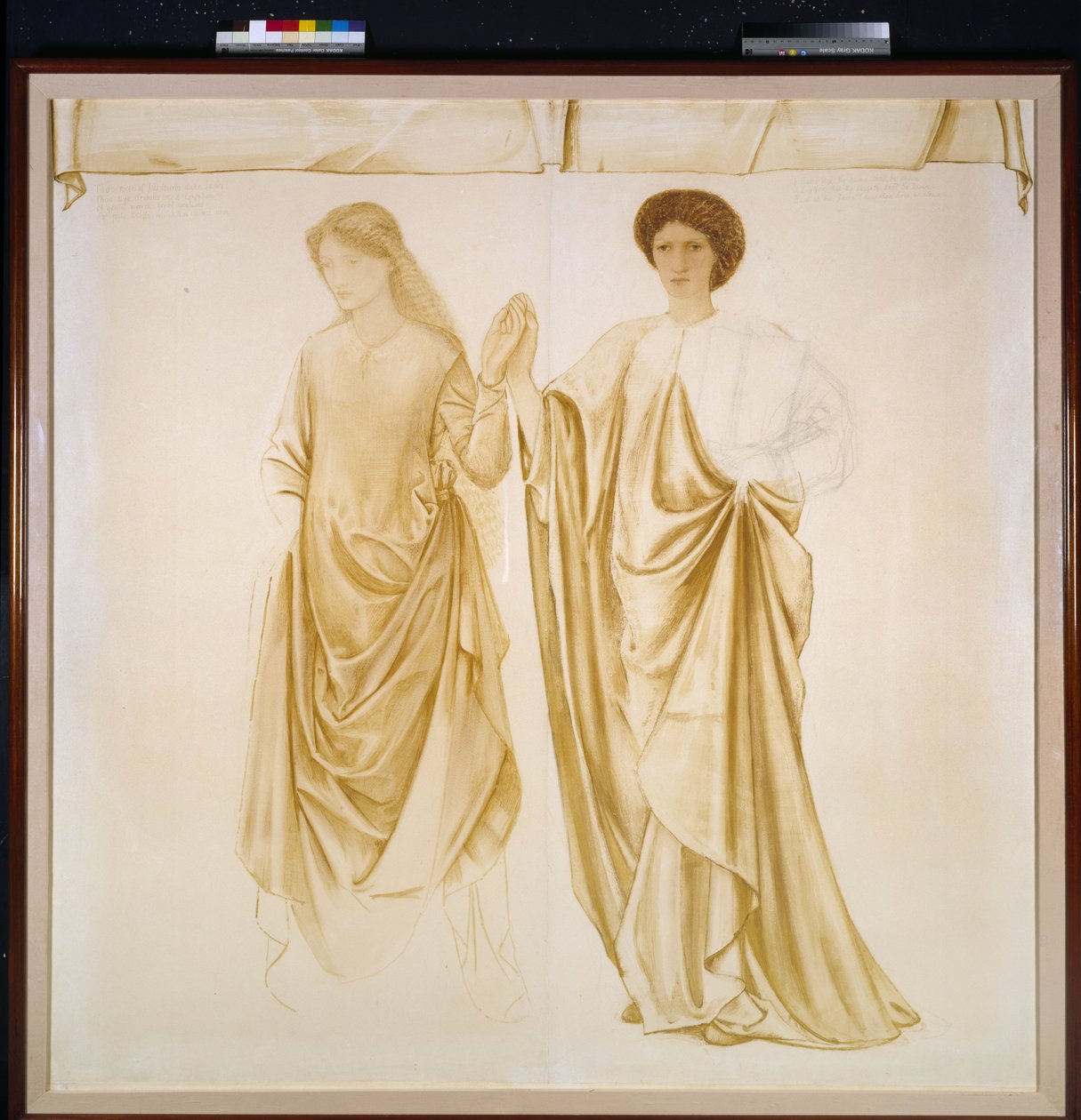 Jasonin kaksi vaimoa, ennen vuotta 1872 (akvarelli ja vartaloväri mustalla liidulla paperilla) tekijältä Edward Burne Jones