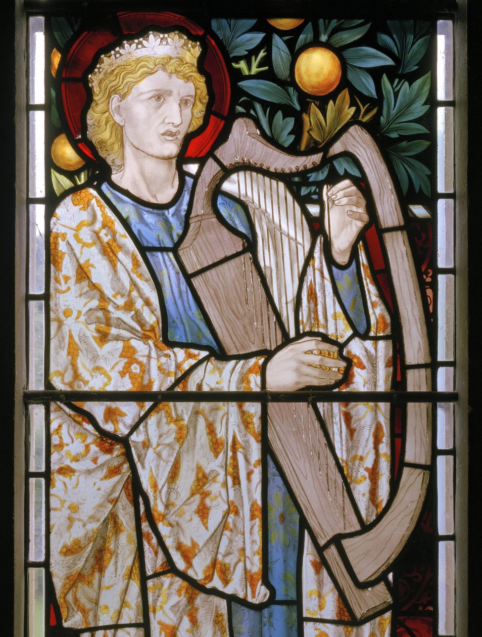 Waterford, St Michael & All Angels, Morris & Co., Edward Burne-Jones, King David Harping, 1872finn tekijältä Edward Burne Jones