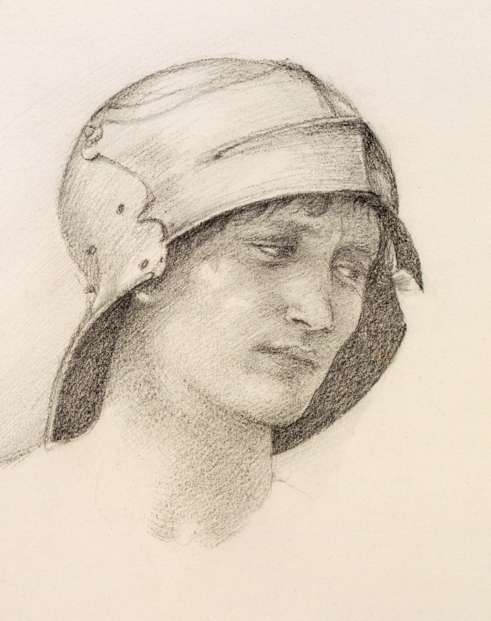 Nainen hatussa, yksityiskohta luonnoskirjasta tekijältä Edward Burne Jones