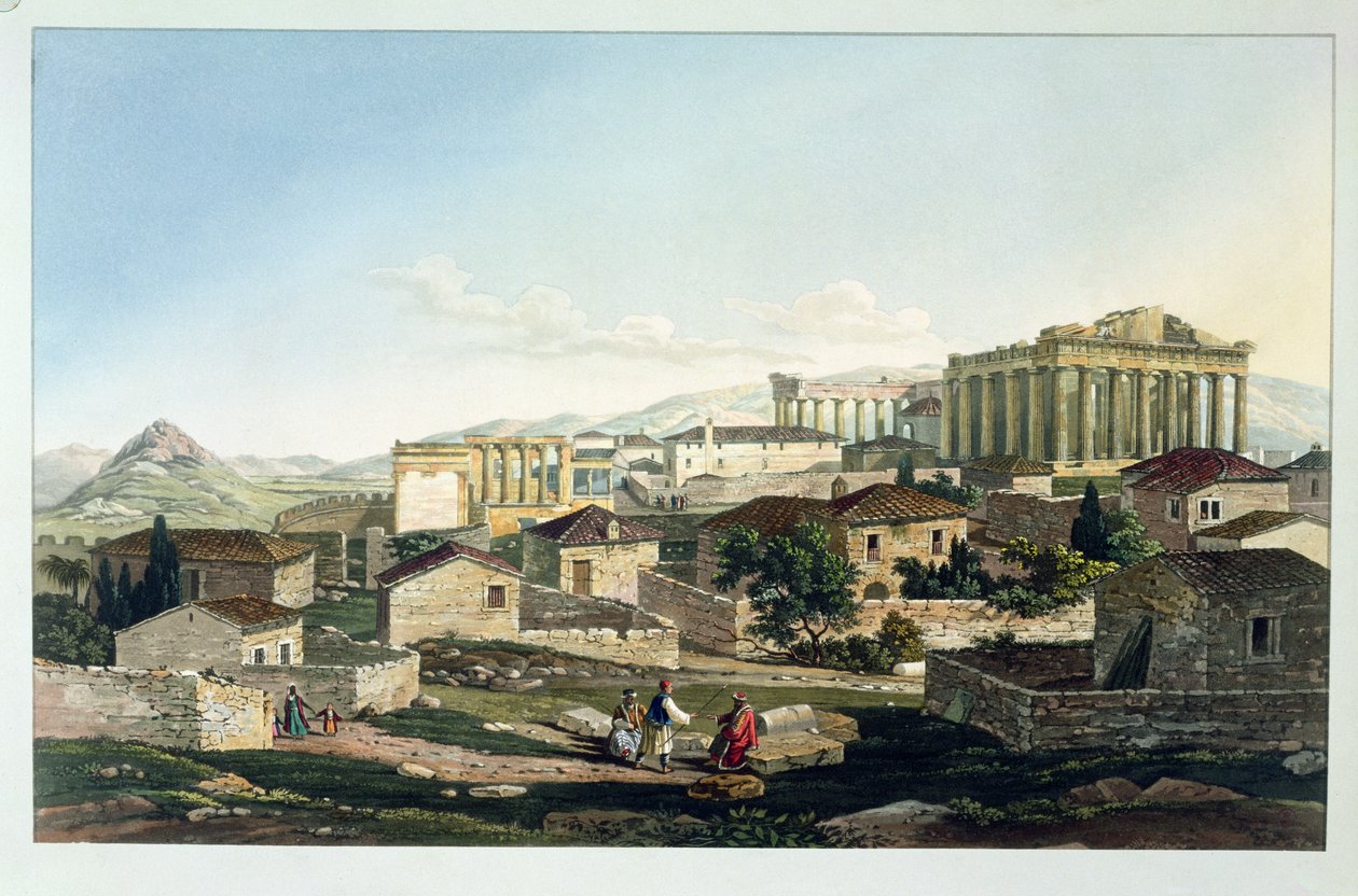 Parthenonin länsirintama, levy 19 "Näkymät Kreikassa" osasta 4, kaiverrus Bennett, 1820 (akvatinta) tekijältä Edward Dodwell