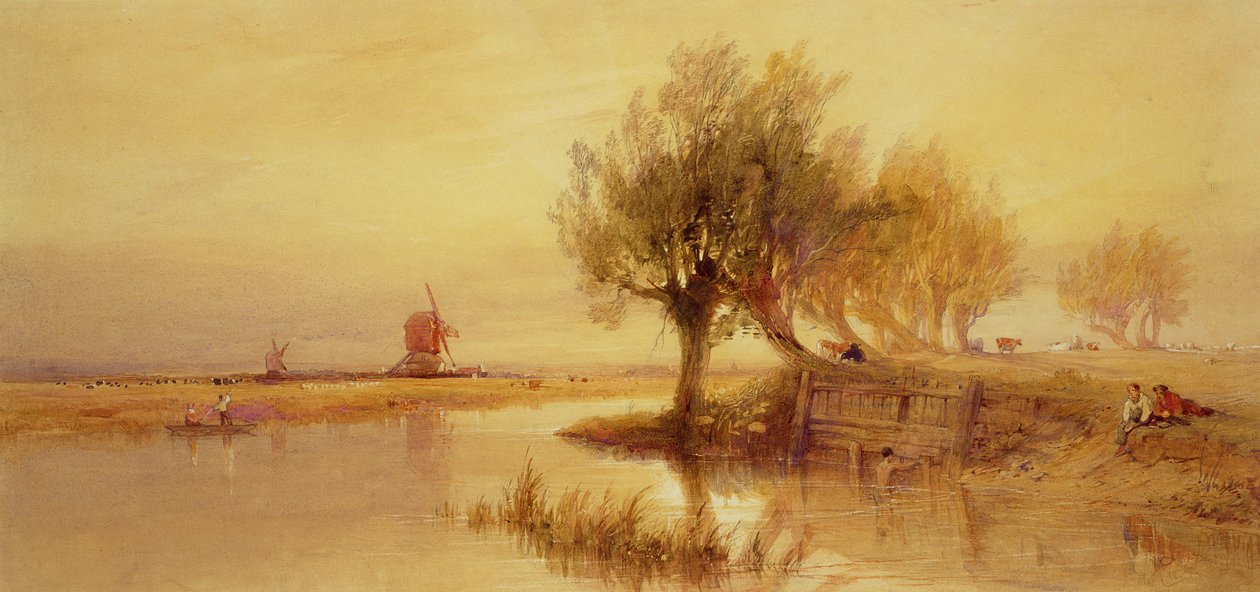 Norfolk Broadsilla, ilta (kynä ja wc paperilla) tekijältä Edward Duncan