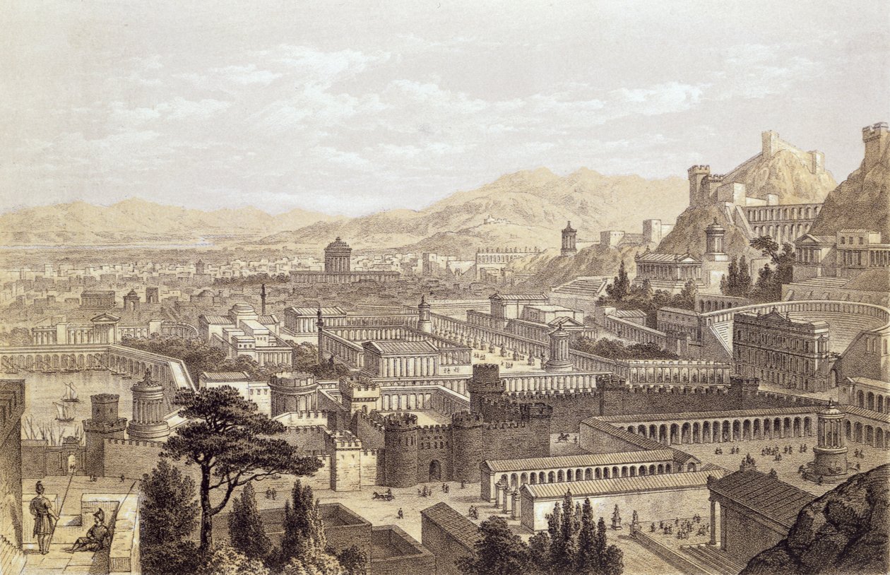 Efesoksen kaupunki Coressus-vuorelta, kaivertanut T. Picken, 1859 tekijältä Edward Falkener