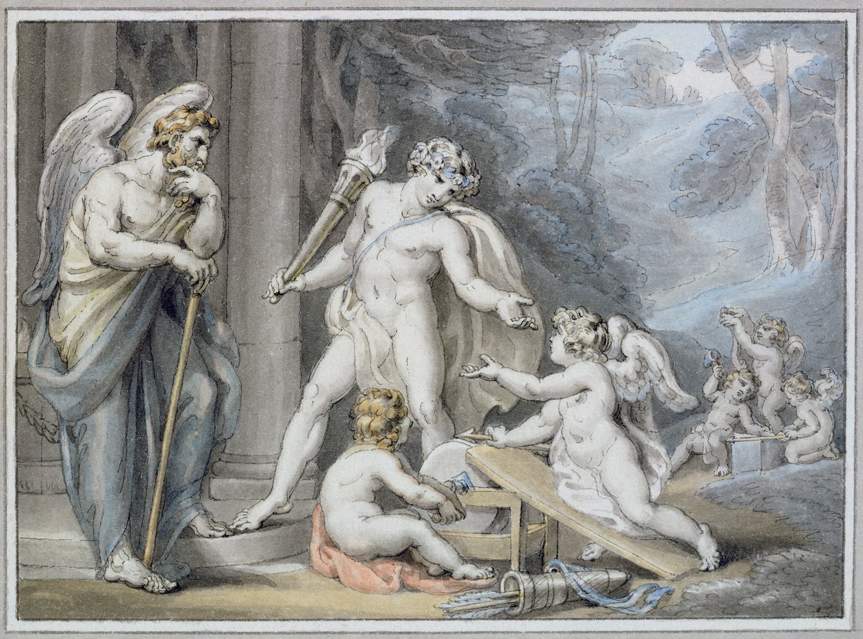 Apollo Vulcanin pajassa (kynä ja muste pesulla paperille) tekijältä Edward Francis Burney