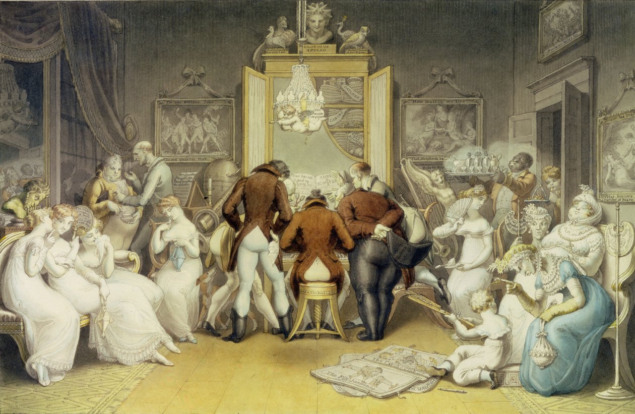The Triumph of Music, n. 1820 (wc, kynä ja muste pesun päälle paperille) tekijältä Edward Francis Burney