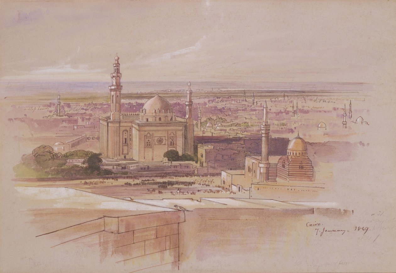 Agran moskeija, Kairo, 1849 tekijältä Edward Lear