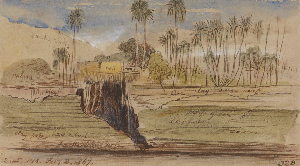 Ibreemin ja Wady Halfehin välillä, klo 14–45, 2. helmikuuta 1867 (328) tekijältä Edward Lear