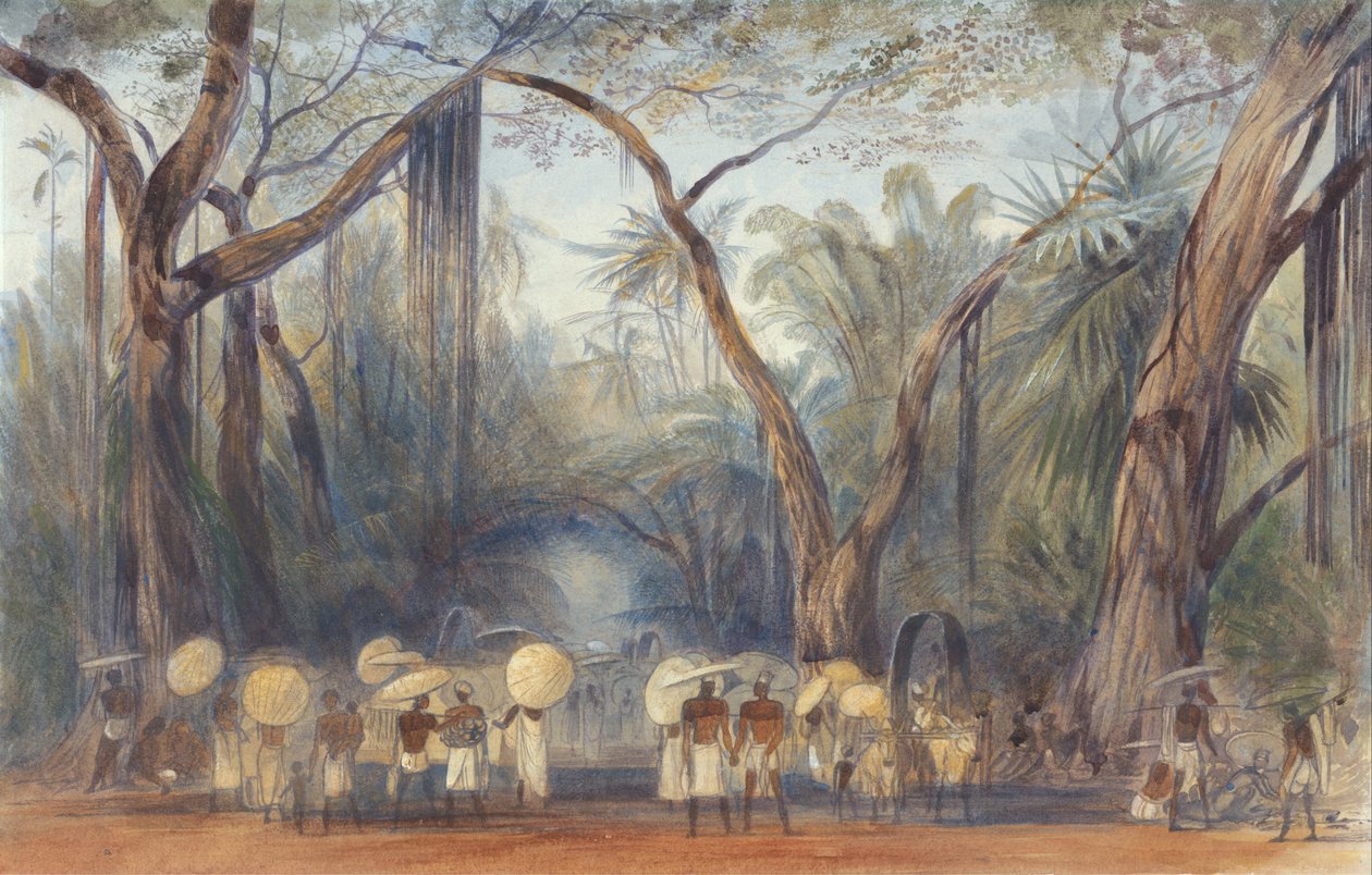 Coolies on the Road lähellä Kalicut, Malabar tekijältä Edward Lear