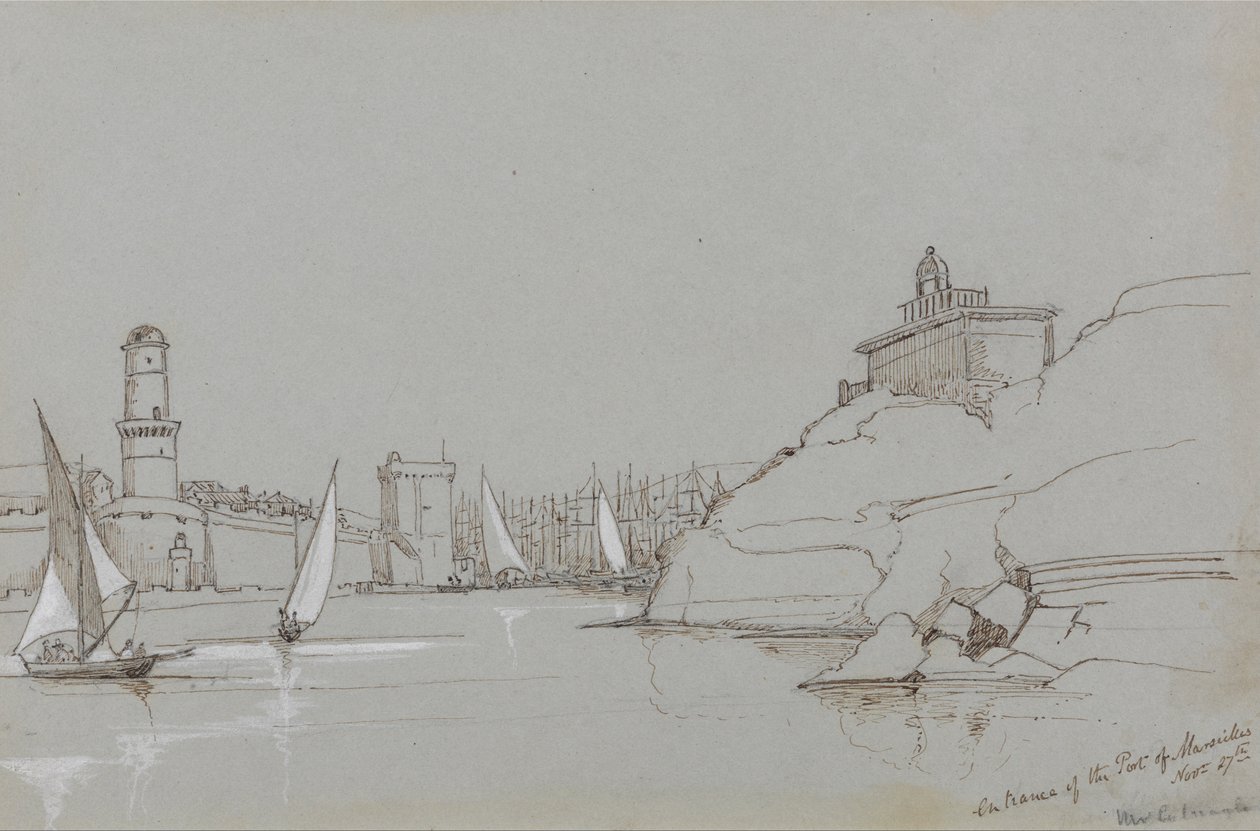 Sisäänkäynti Marseillen satamaan tekijältä Edward Lear