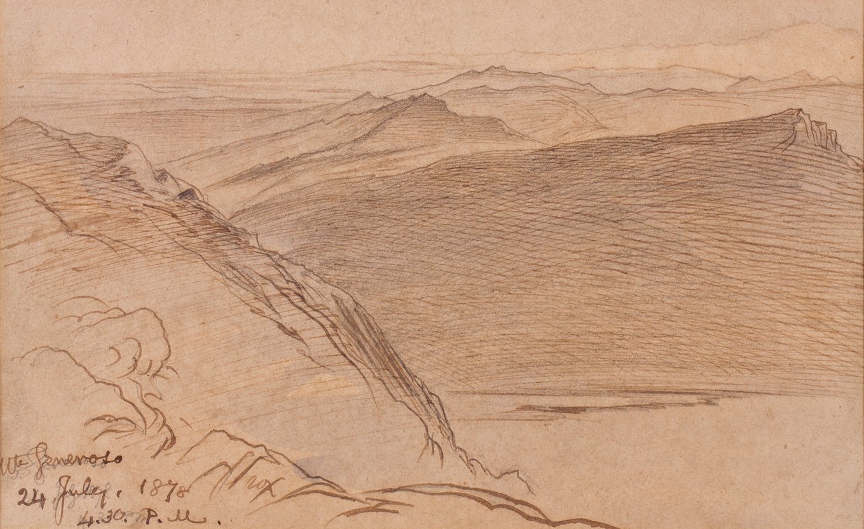 Monte Generoso, 1878 (tussi ja tussi ja wc paperille) tekijältä Edward Lear