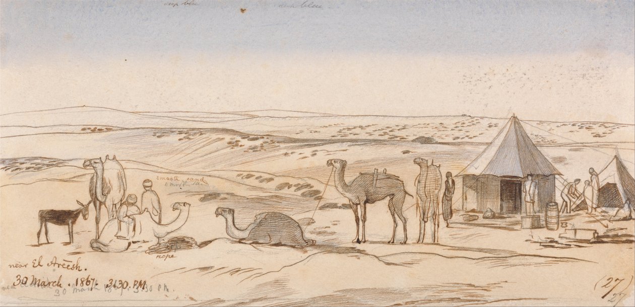 Lähellä El Areeshia, klo 15-30, 30. maaliskuuta 1867 (27) tekijältä Edward Lear