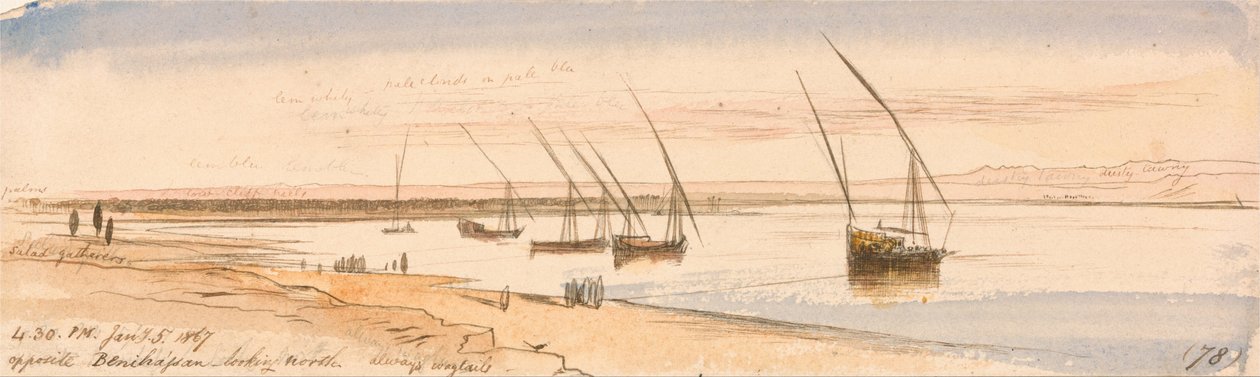 Beni Hassania vastapäätä katsellen pohjoiseen tekijältä Edward Lear