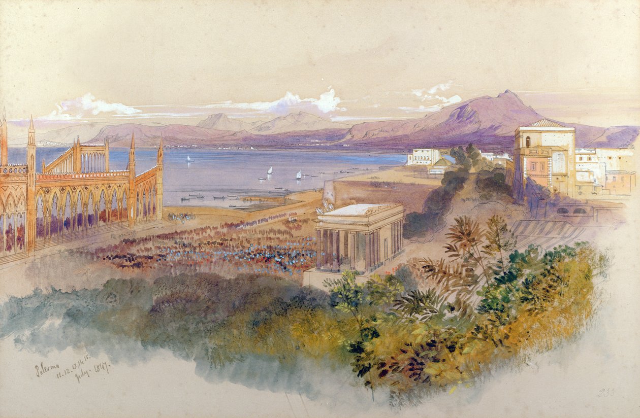 Palermo, 1847 (kynä, muste ja guassi) tekijältä Edward Lear