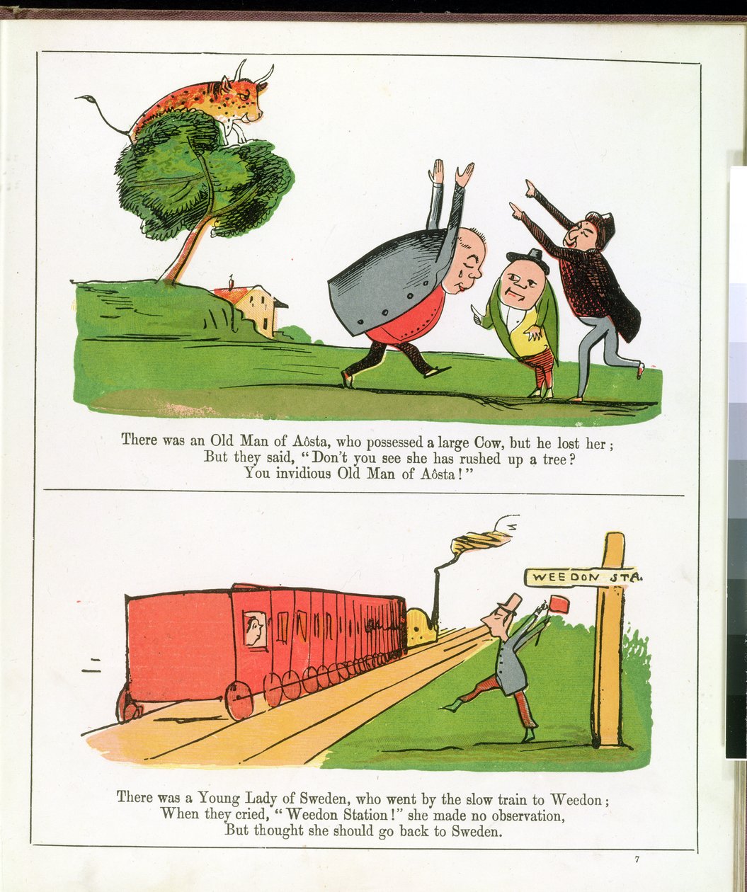 Aostan vanha mies, sivu "Hölynpölyn kirjasta" tekijältä Edward Lear