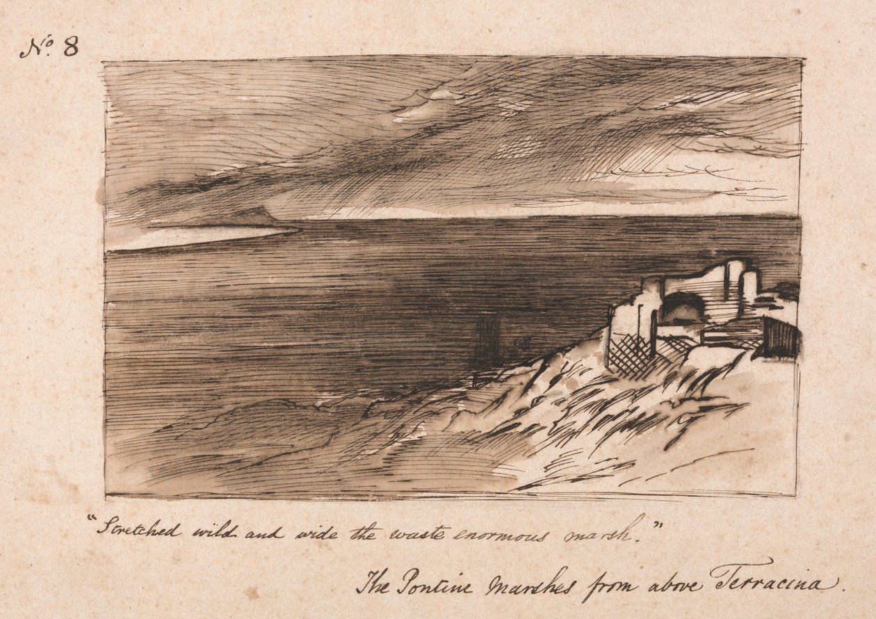 Pontinen suot Terracinan yläpuolella tekijältä Edward Lear