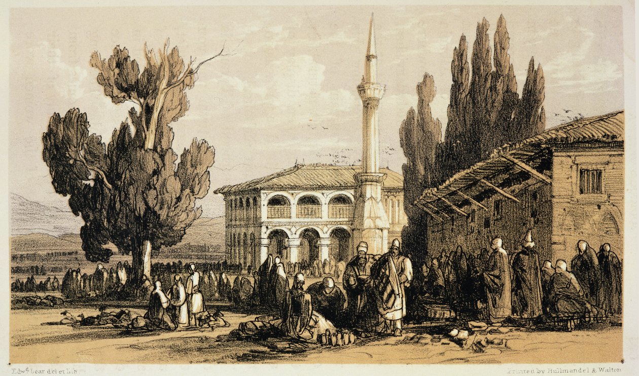 Tirana, julkaisusta "Journals of a Landscape Painter in Albania and Greece", julkaistu 1851 tekijältä Edward Lear