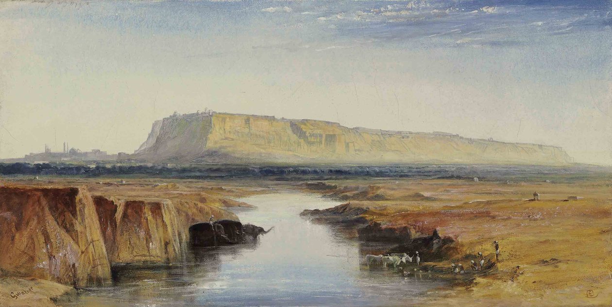Näkymä Gwalioriin, Intiaan tekijältä Edward Lear