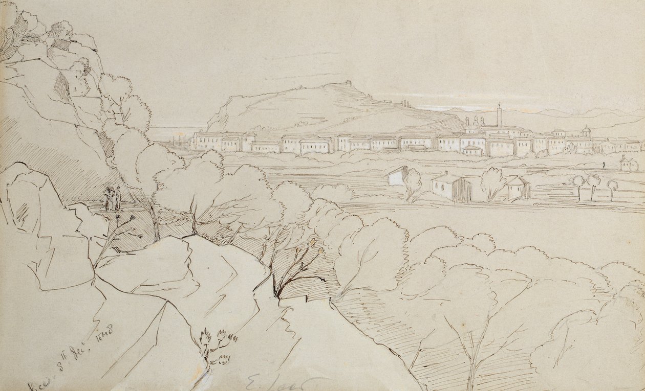Näkymä Nizzasta, 1848 tekijältä Edward Lear