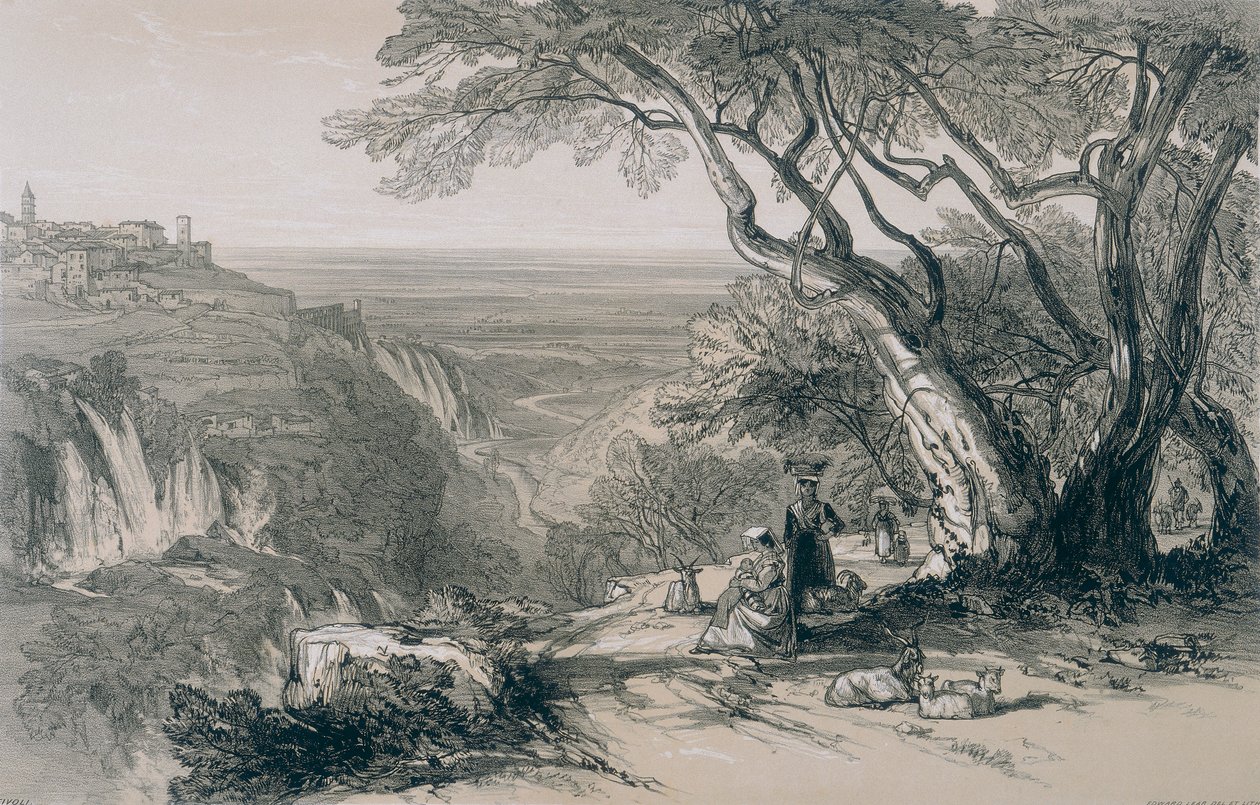 Näkymät Roomassa ja sen ympäristössä: Tivoli Anion yli tekijältä Edward Lear